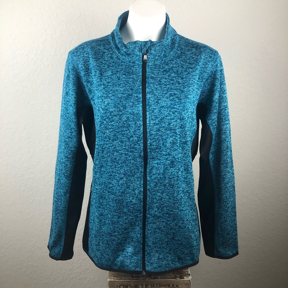 Teal Knit Zip Up Jacket